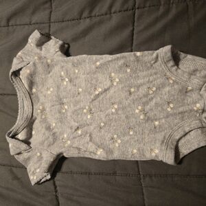 Gray Baby Onesie with Floral Pattern